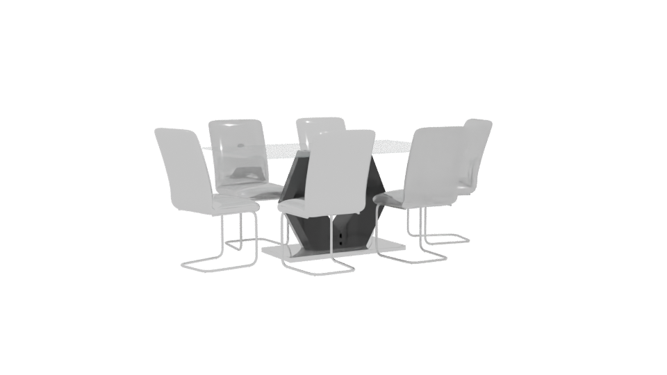 Contemporary Glass Dining Table Set - Professional 3D Model Render 4