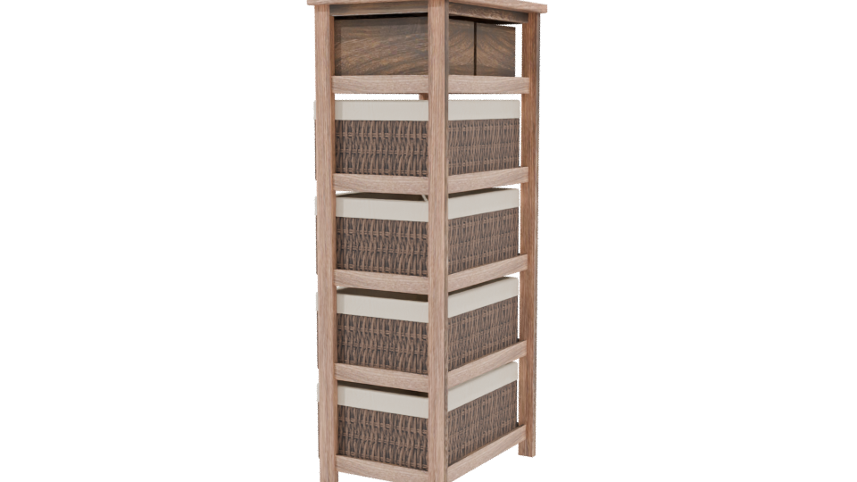 Elegant Wooden Storage Cabinet 3D Model - Professional 3D Model Render 3
