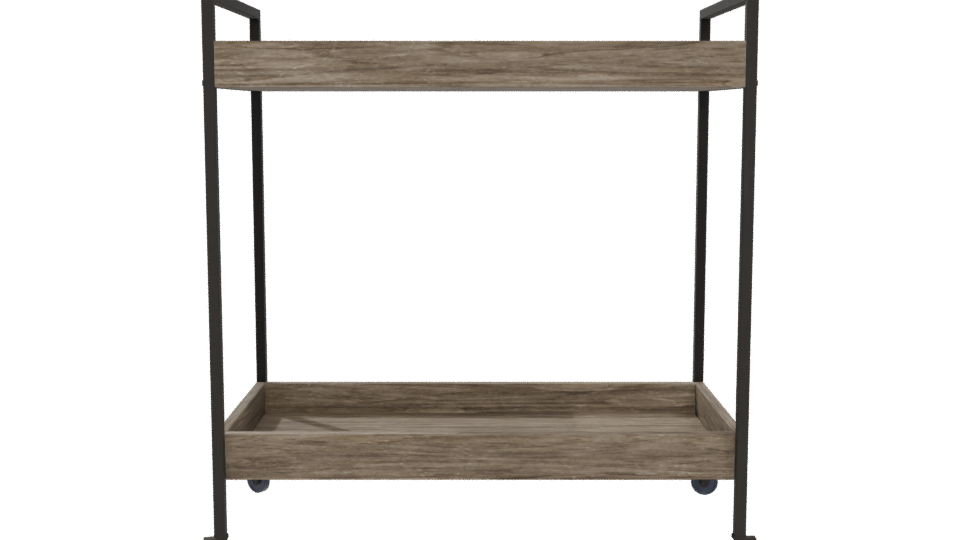 Industrial Wooden Serving Cart 3D Model - Professional 3D Model Render 5