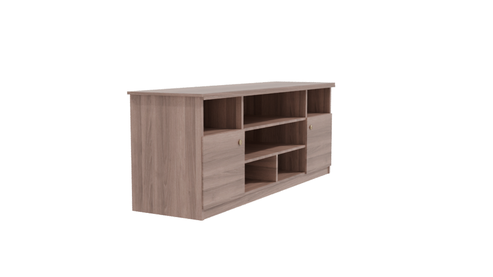 Stylish Wooden TV Stand with Shelves 3D Model - Professional 3D Model Render 9