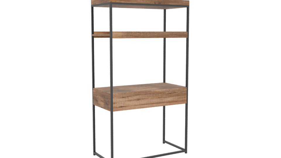 Modern Wooden Shelf Unit 3D - Professional 3D Model Render 4