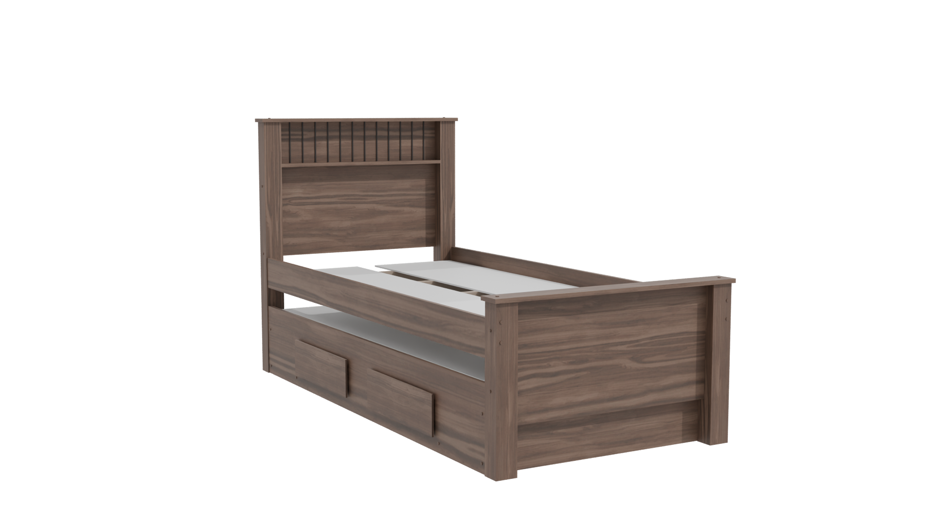 Stylish Wooden Twin Bed 3D Model - Professional 3D Model Render 10