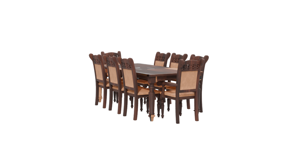 Elegant Wooden Dining Table Set - Professional 3D Model Render 13
