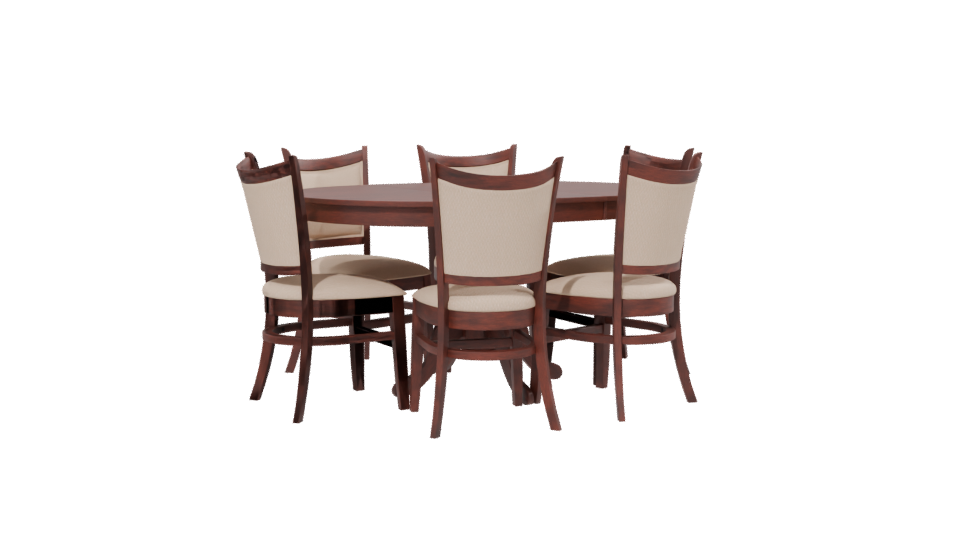 Elegant Round Wooden Dining Table with Upholstered Chairs - Professional 3D Model Render 13