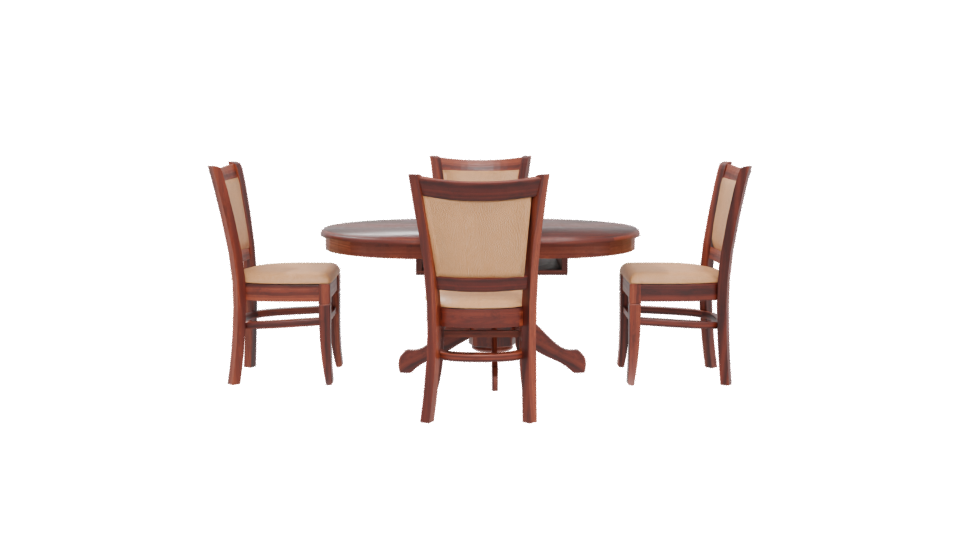 Stylish Round Wooden Dining Set - Professional 3D Model Render 5