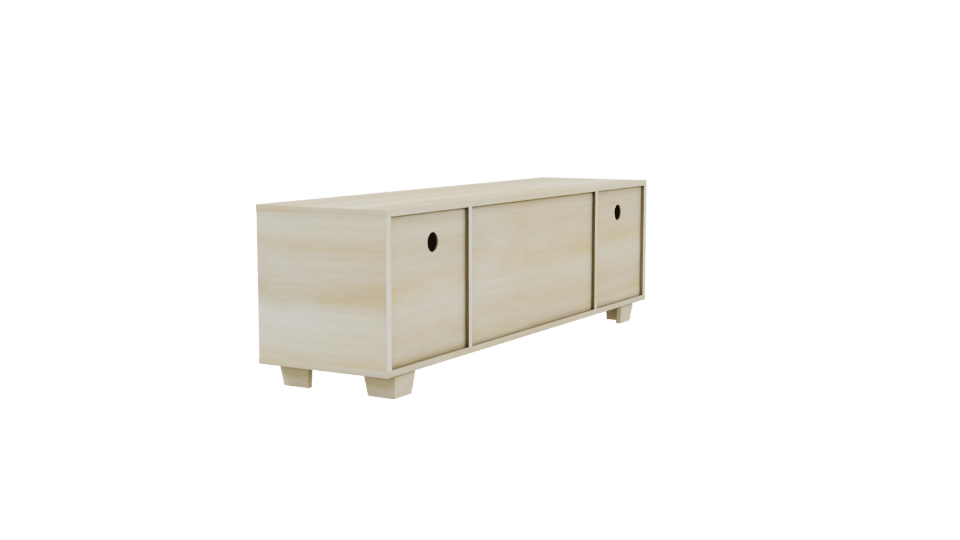 Stylish Wooden TV Stand 3D Model - Professional 3D Model Render 3