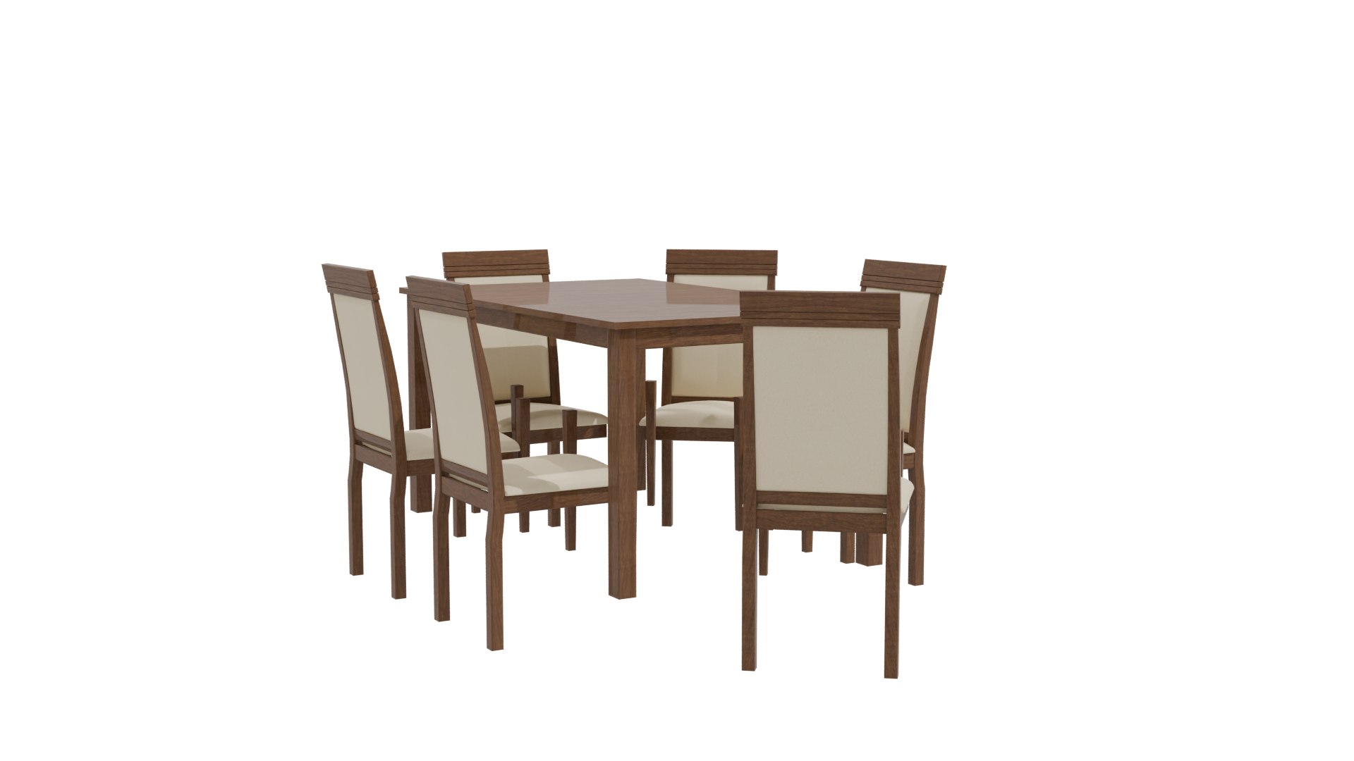 Elegant Wooden Dining Table Set 3D Model - Professional 3D Model Render 19