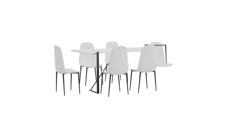 Minimalist Dining Table Set 3D - Professional 3D Model Render 10