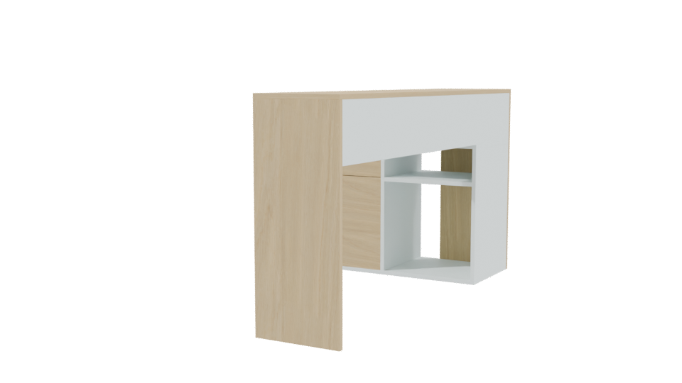 Minimalist Desk with Storage Unit - Professional 3D Model Render 3