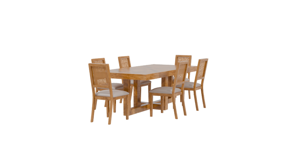 Stylish Wooden Dining Set 3D - Professional 3D Model Render 3