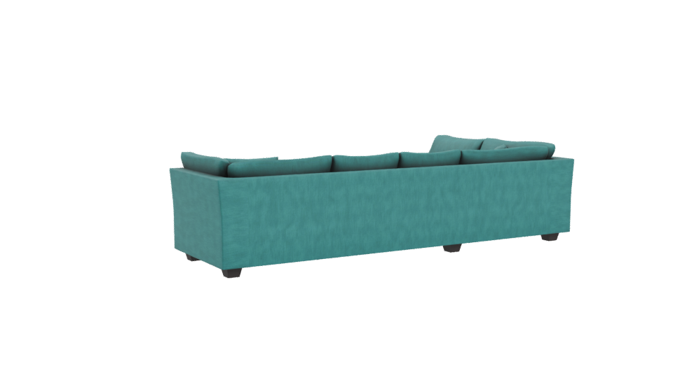 Luxe Teal Sectional Sofa 3D - Professional 3D Model Render 4