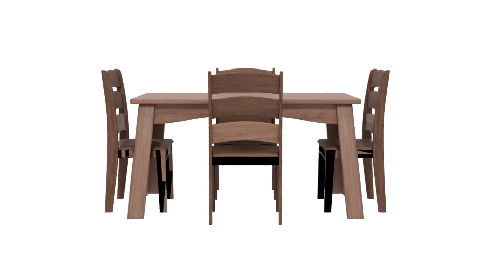 Elegant Wooden Dining Table Set - Professional 3D Model Render 5