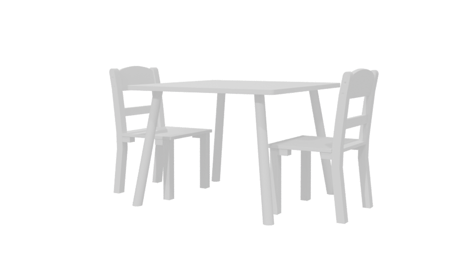 Stylish White Dining Table Set - Professional 3D Model Render 6