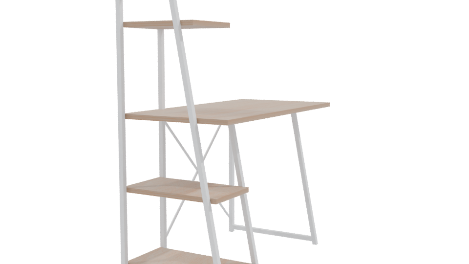 Minimalist Wood and Metal Office Desk 3D Model - Professional 3D Model Render 9