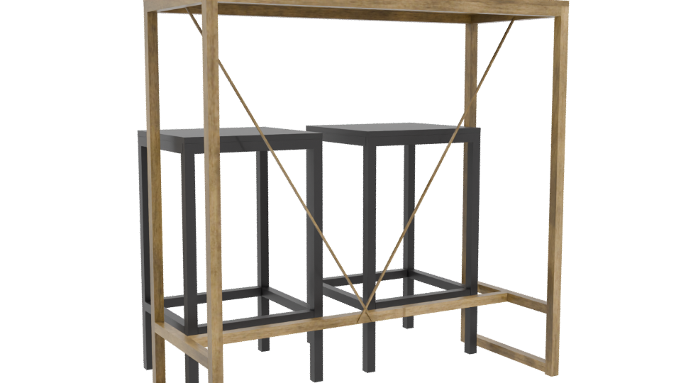 Industrial Bar Table Set 3D - Professional 3D Model Render 4