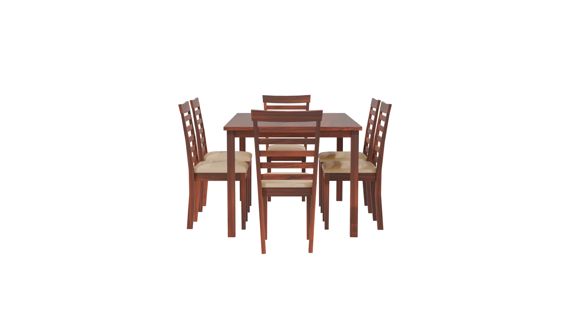 Wooden Dining Table Set 3D - Professional 3D Model Render 2