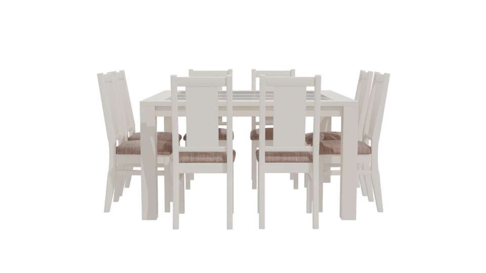 Stylish White Dining Table Set 3D Model - Professional 3D Model Render 11