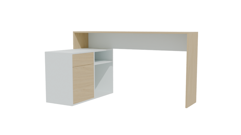 Minimalist Desk with Storage Unit - Professional 3D Model Render 12