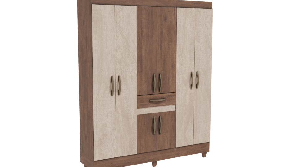 Stylish Wooden Storage Cabinet Model - Professional 3D Model Render 10