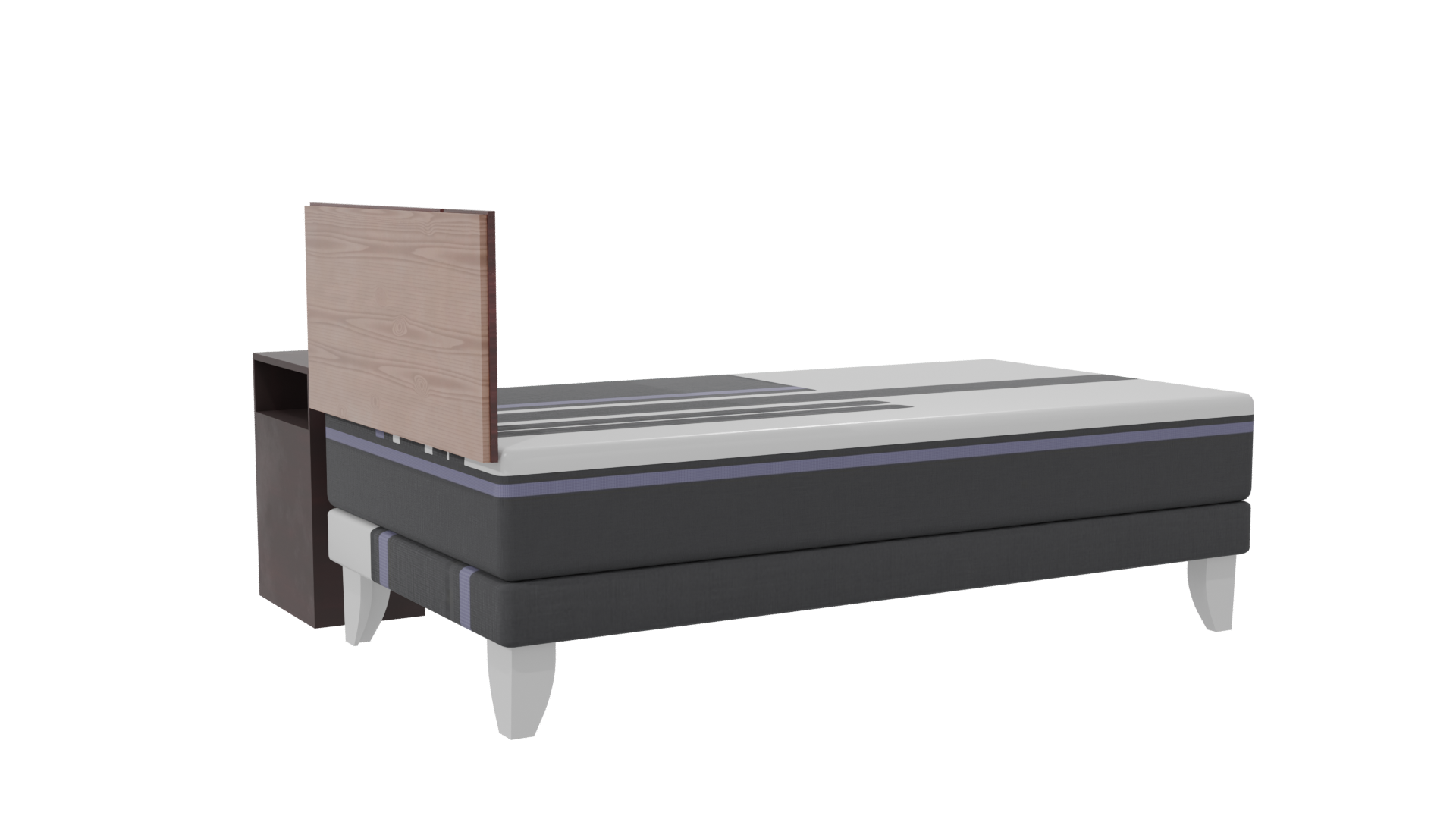 Stylish Bed with Nightstand Model - Professional 3D Model Render 7