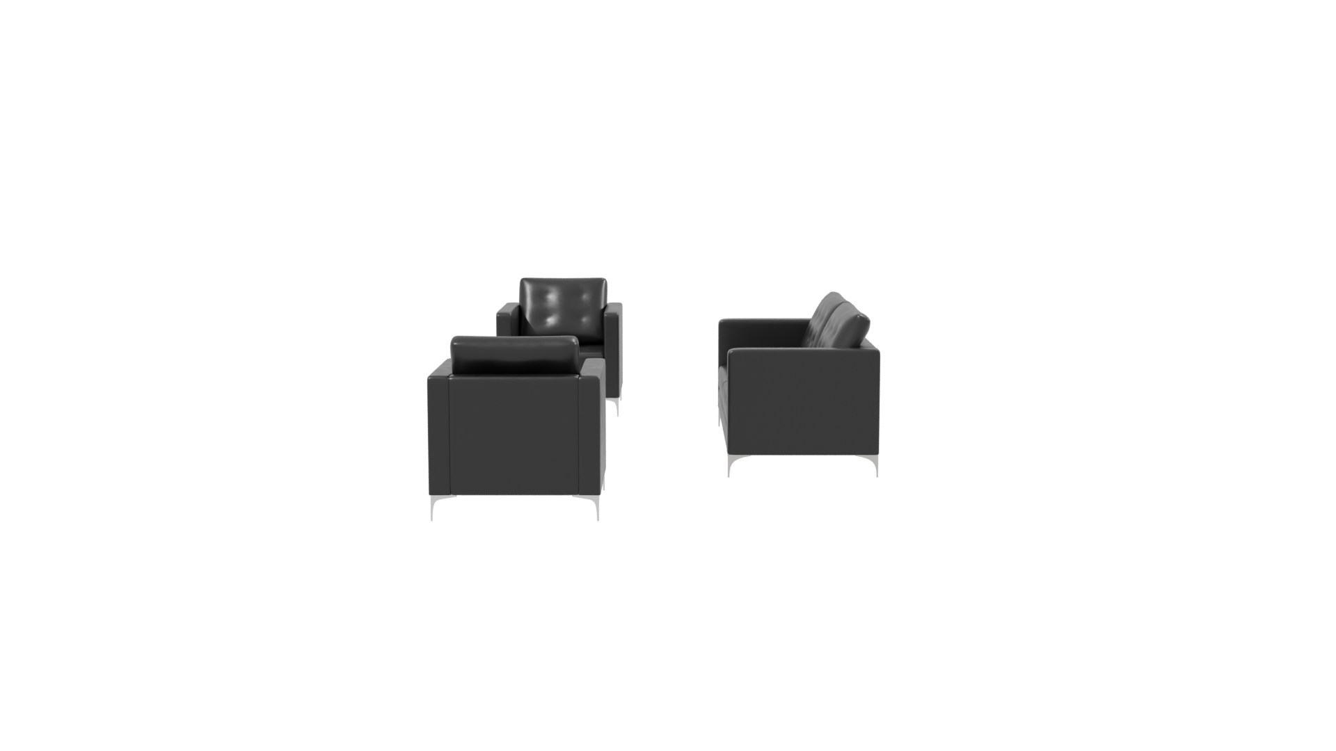 Elegant Black Sofa Set 3D Model - Professional 3D Model Render 2