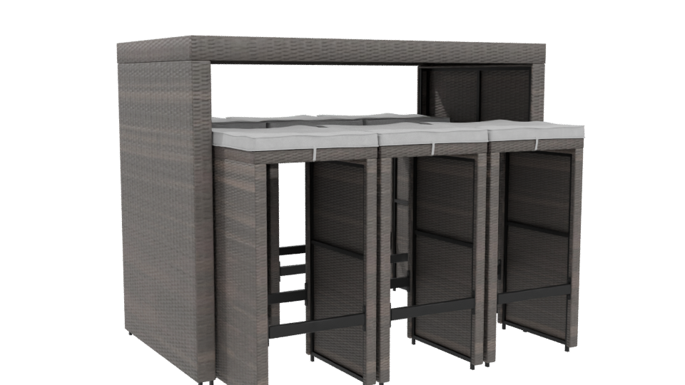 Stylish Outdoor Dining Table Set - Professional 3D Model Render 4