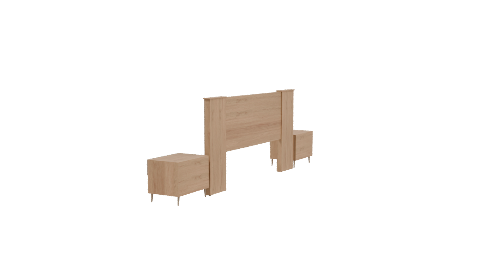 Modern Headboard with Nightstands 3D - Professional 3D Model Render 3