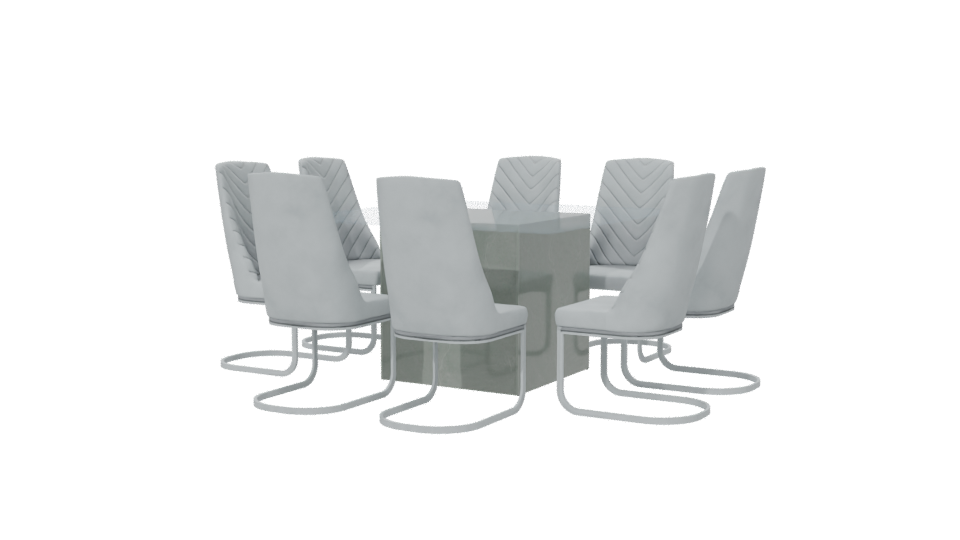 Elegant Glass Dining Table Set 3D - Professional 3D Model Render 6