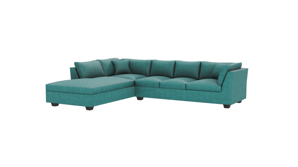 Luxe Teal Sectional Sofa 3D - Professional 3D Model Render 12