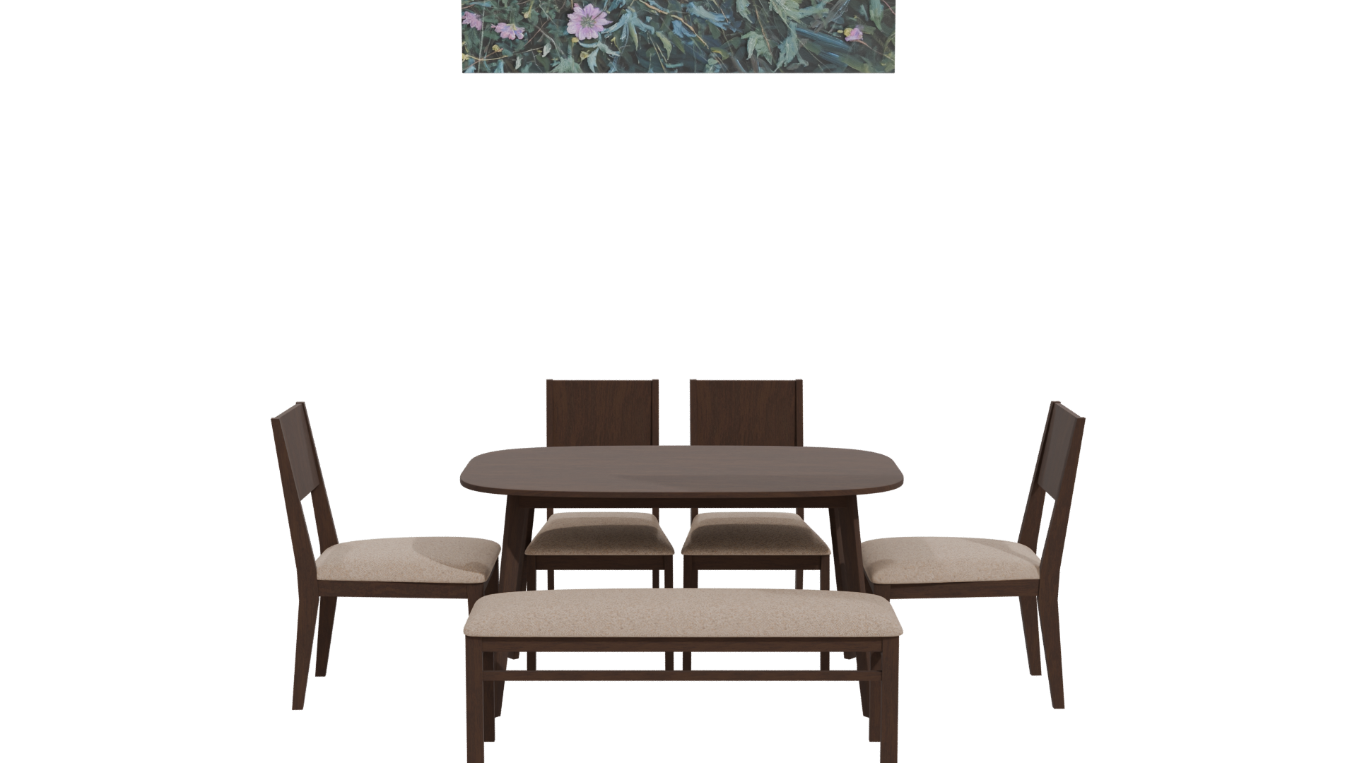 Stylish Wooden Dining Set 3D - Professional 3D Model Render 11