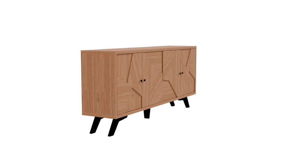 Stylish Wooden Storage Cabinet 3D - Professional 3D Model Render 9