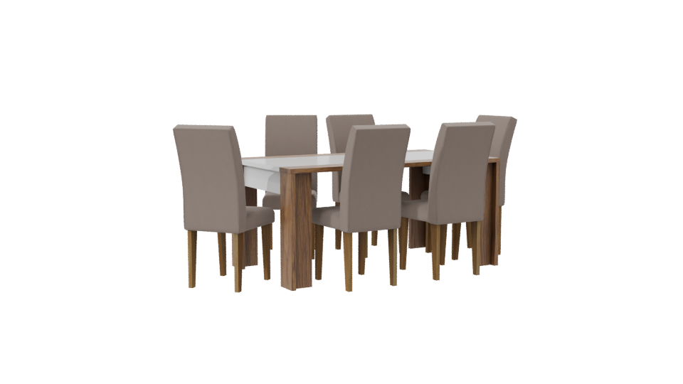 Stylish Wooden Dining Table Set - Professional 3D Model Render 7