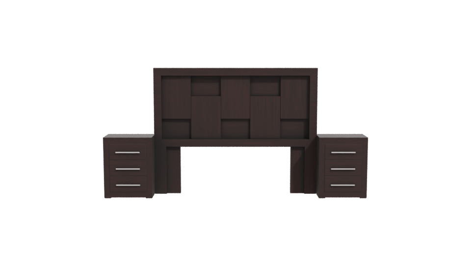 Stylish Wooden Bedroom Headboard with Nightstands 3D Model - Professional 3D Model Render 11