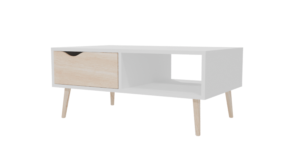 Modern White Oak Coffee Table 3D - Professional 3D Model Render 6