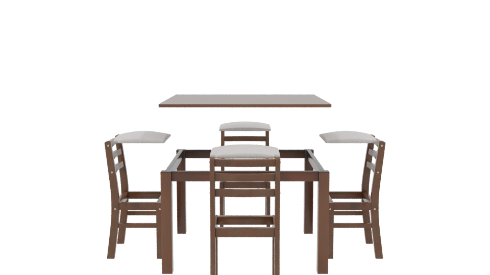 Elegant Wooden Dining Table Set - Professional 3D Model Render 8
