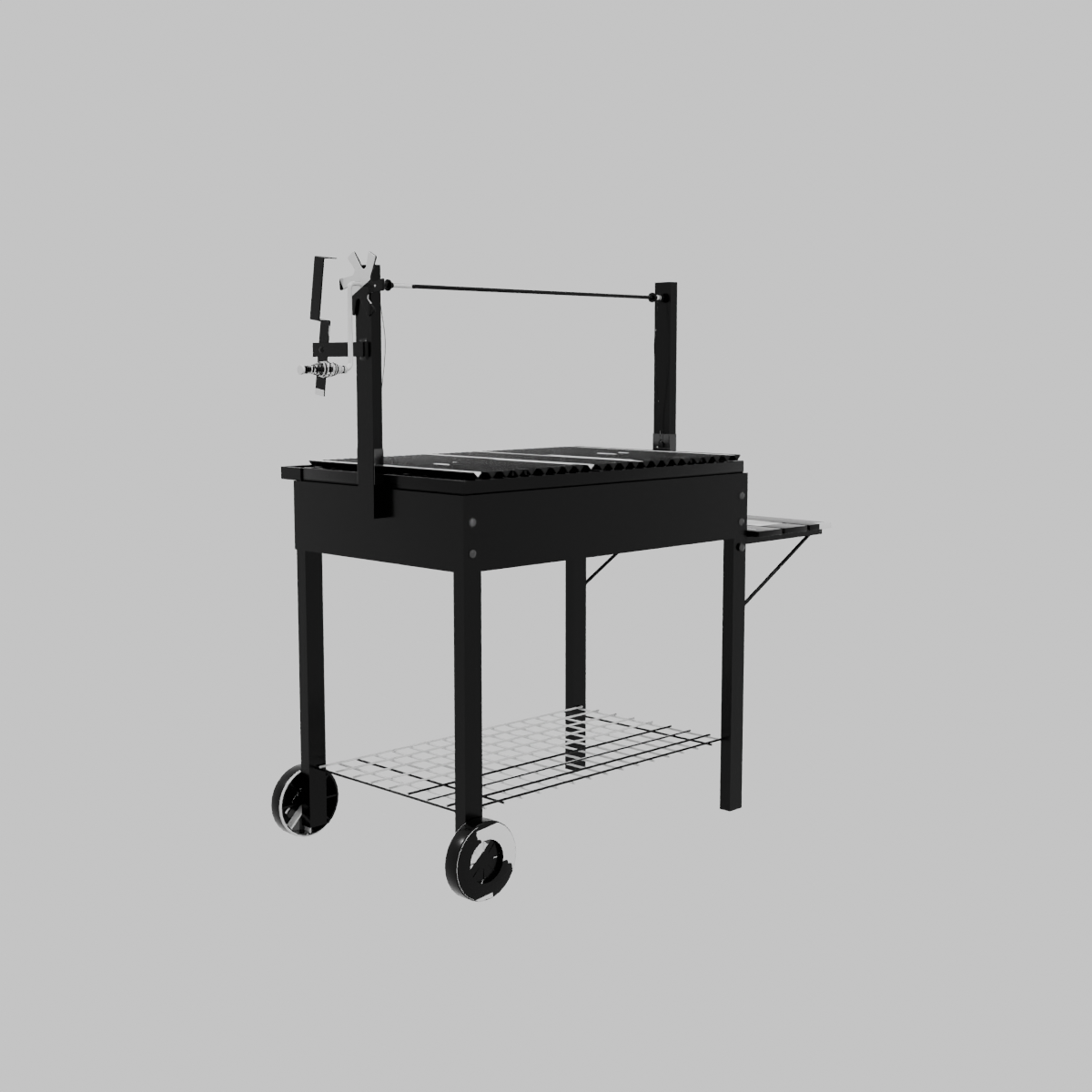 Parrilla A Carbón Con Roldana Y Ruedas