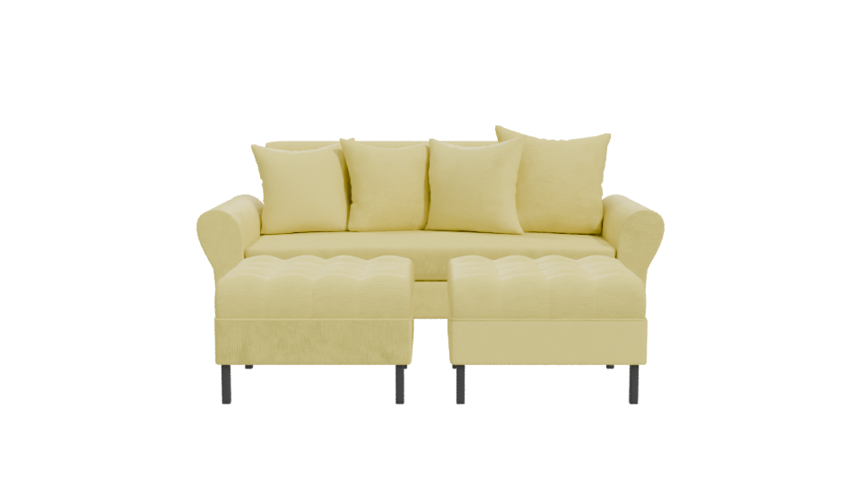 Stylish Yellow Corner Sofa 3D Model - Professional 3D Model Render 11