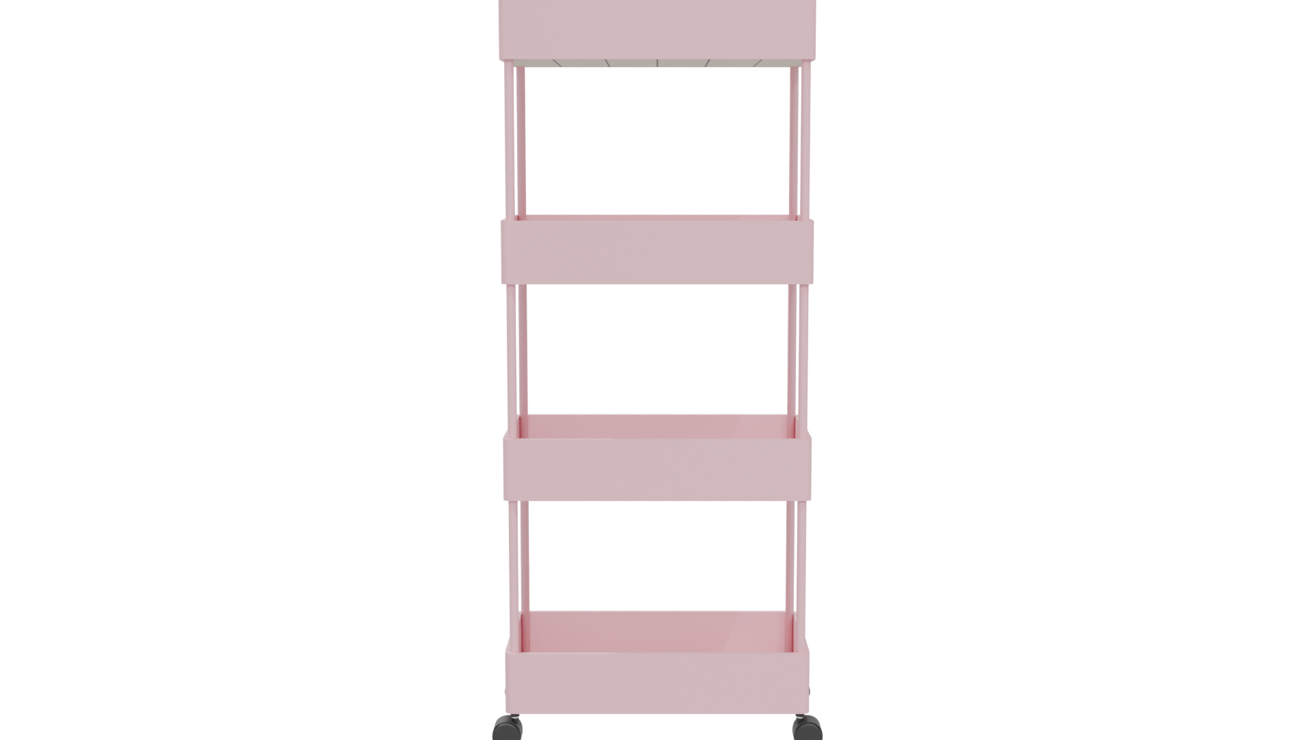Pink 4-Tier Storage Cart 3D - Professional 3D Model Render 5