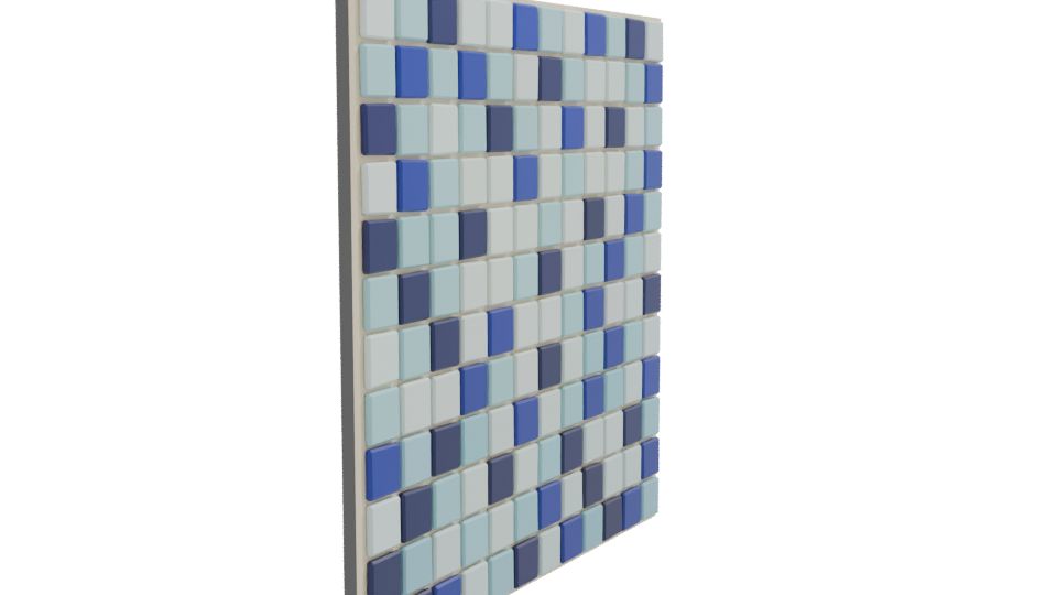 Stylish Blue Mosaic Tile Wall 3D Model - Professional 3D Model Render 9