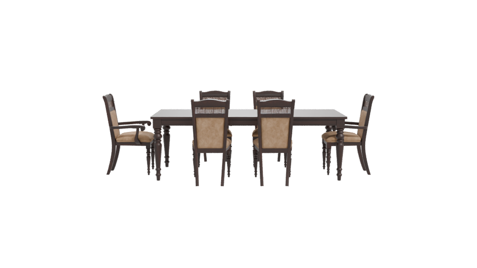 Elegant Wooden Dining Table Set 3D Model - Professional 3D Model Render 11