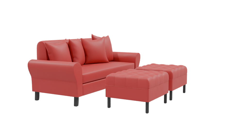 Stylish Red Sofa Model 3D - Professional 3D Model Render 9