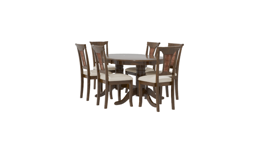 Elegant Wooden Dining Table Set 3D Model - Professional 3D Model Render 7