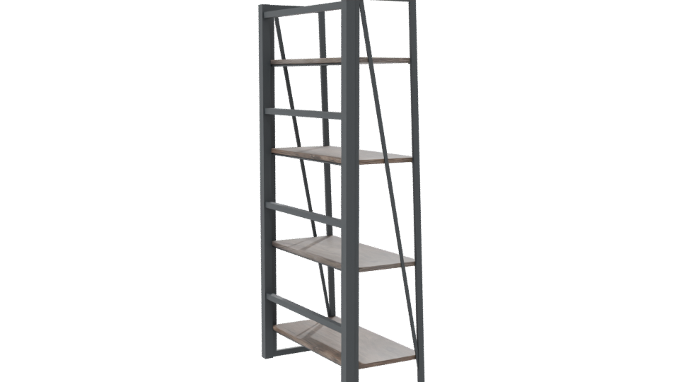 Industrial Wooden Shelf Unit 3D - Professional 3D Model Render 7