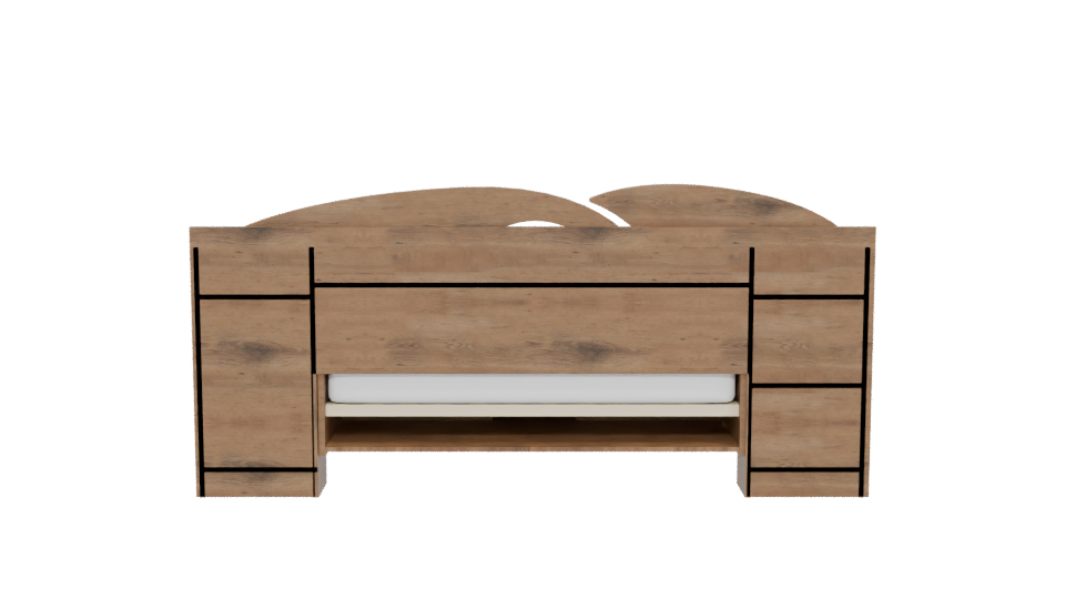 Stylish Wooden Bed with Nightstands 3D Model - Professional 3D Model Render 5