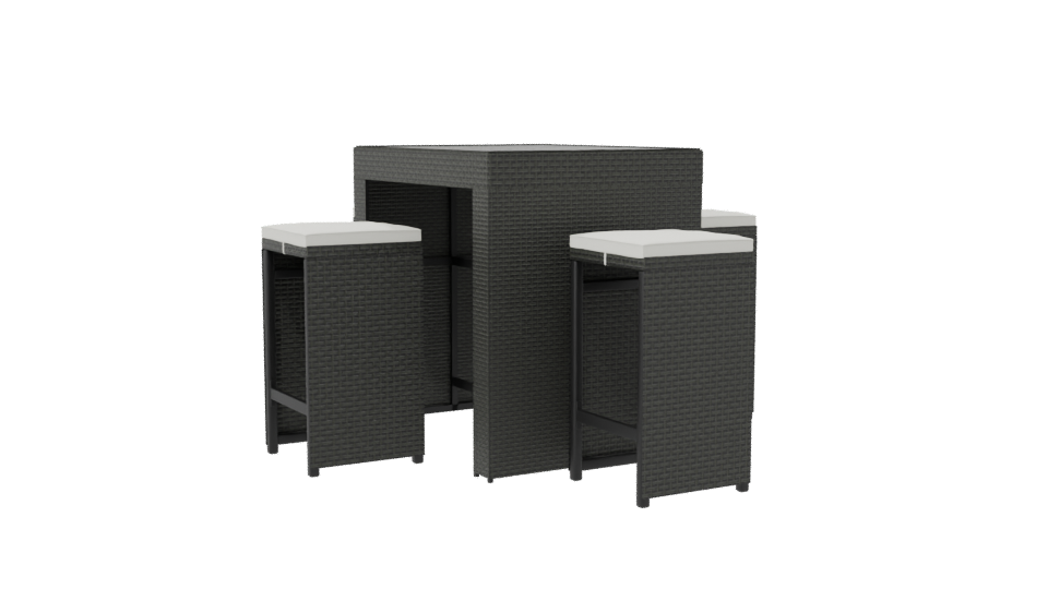 Bar Table with 4 Stools 3D - Professional 3D Model Render 7