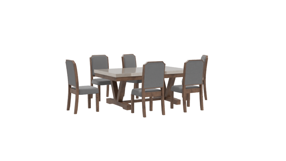 Stylish Wooden Dining Table Set - Professional 3D Model Render 10
