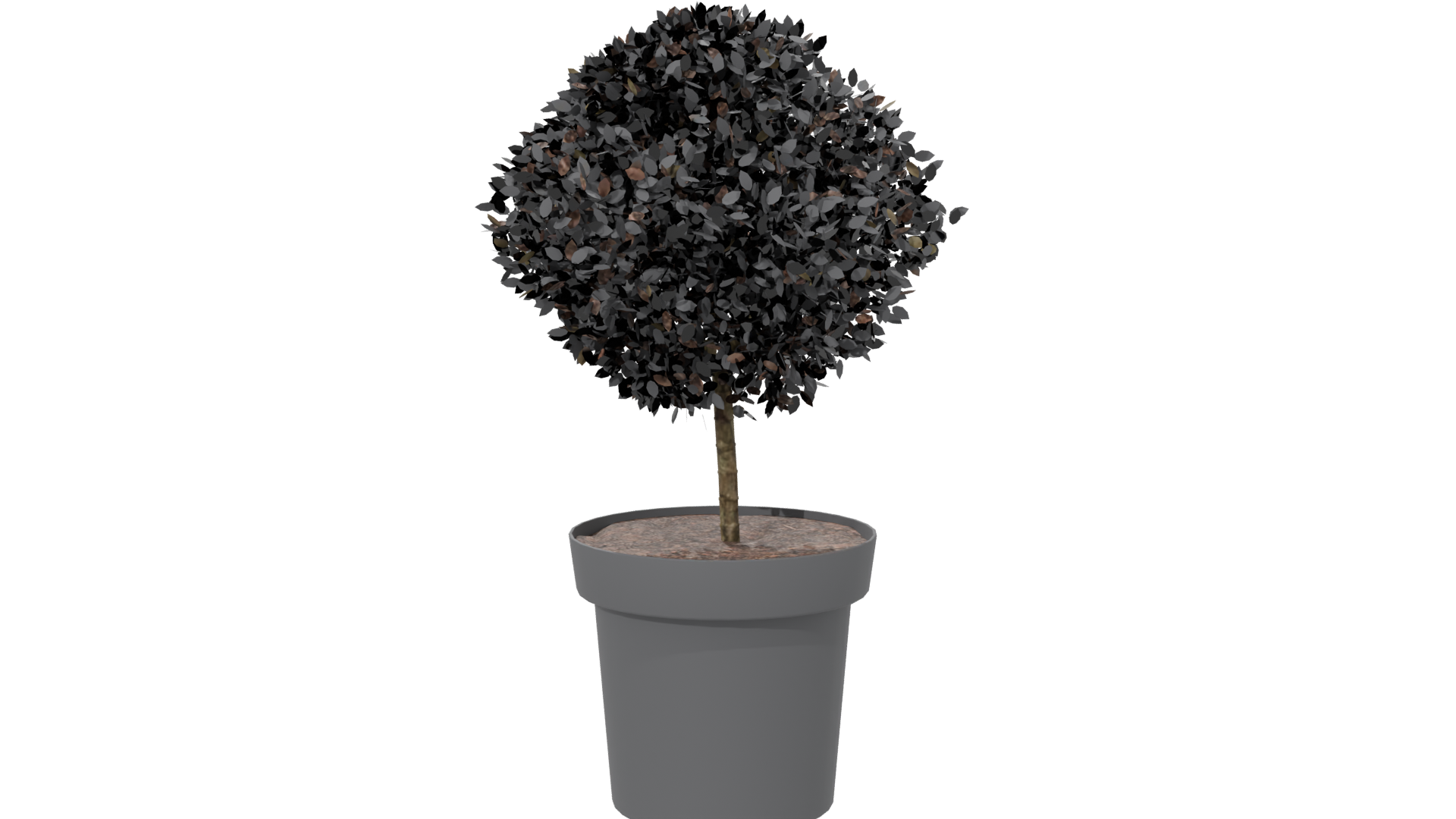 Stylized Potted Topiary Plant - Professional 3D Model Render 6