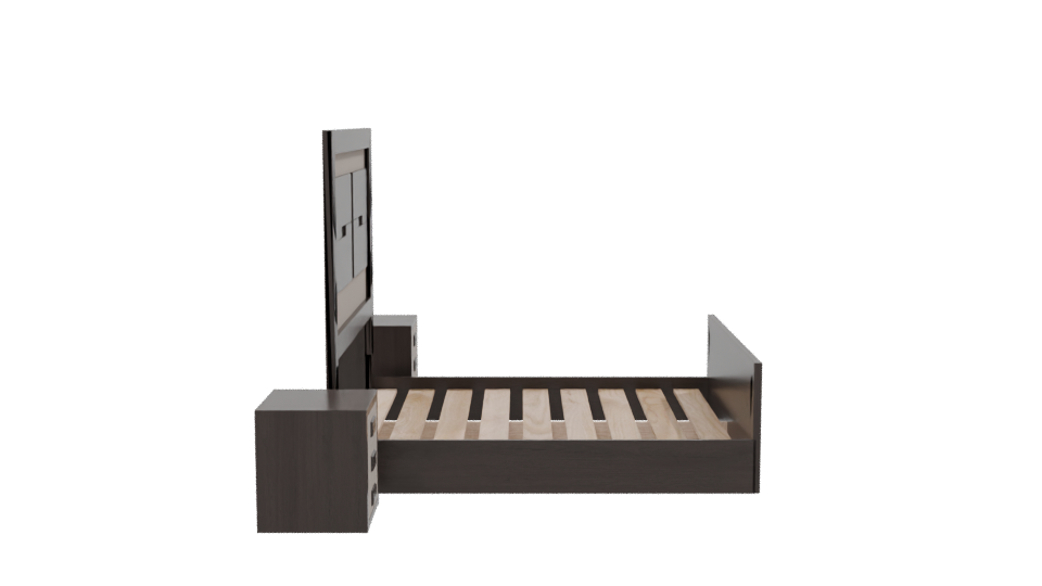 Stylish Wooden Bed with Nightstands 3D Model - Professional 3D Model Render 8