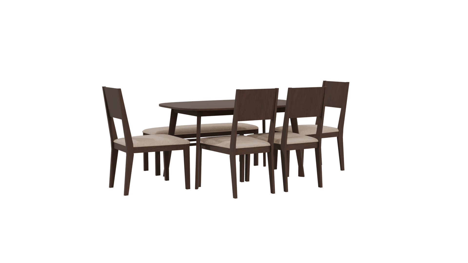 Stylish Wooden Dining Set 3D Model - Professional 3D Model Render 4