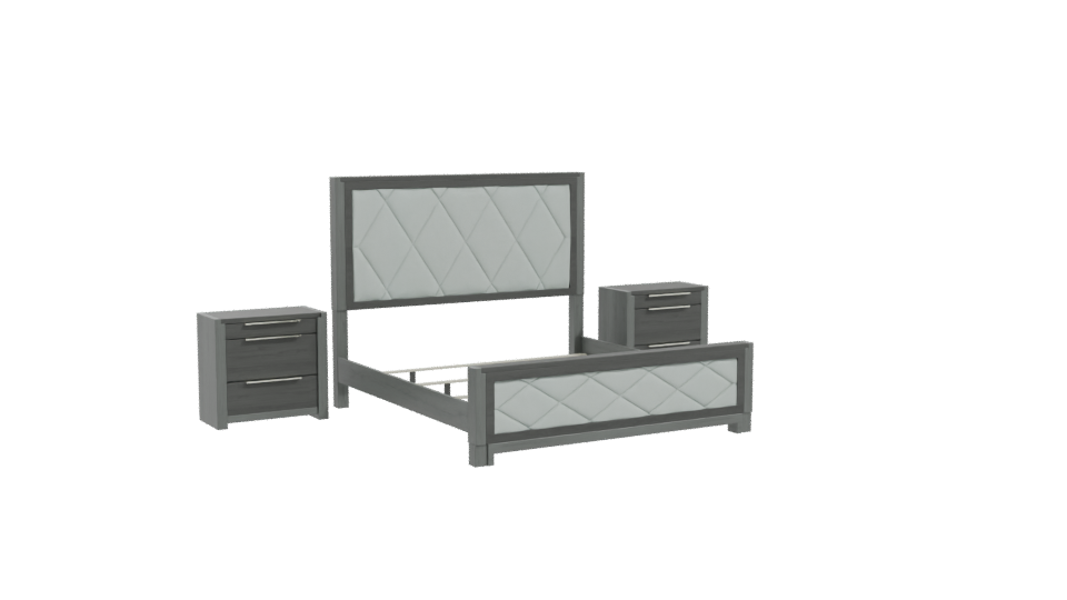 Stylish Bed with Nightstands 3D - Professional 3D Model Render 10